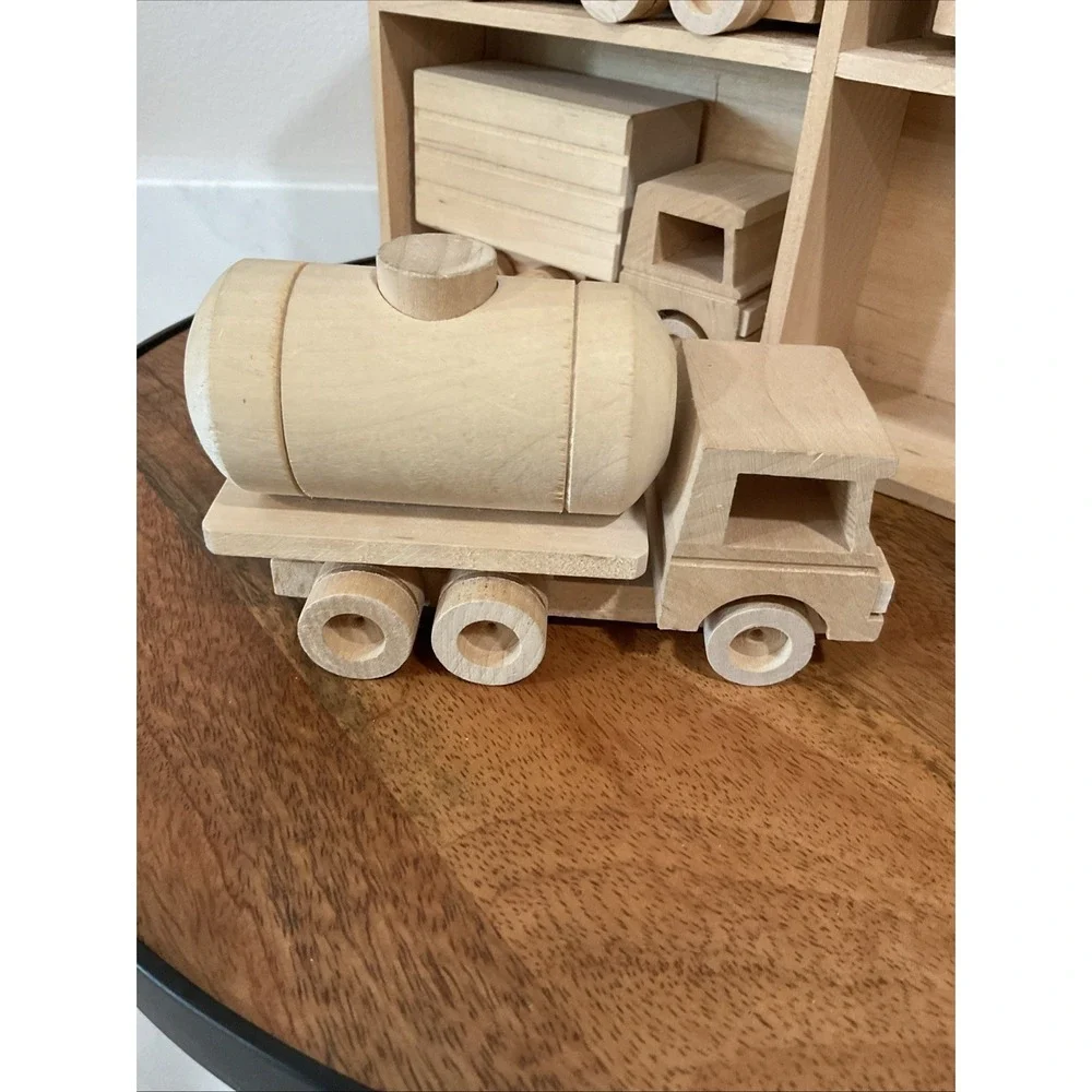 Handmade Vintage Wooden Truck set of 4 Trucks Cargo Display Decor Play Paint